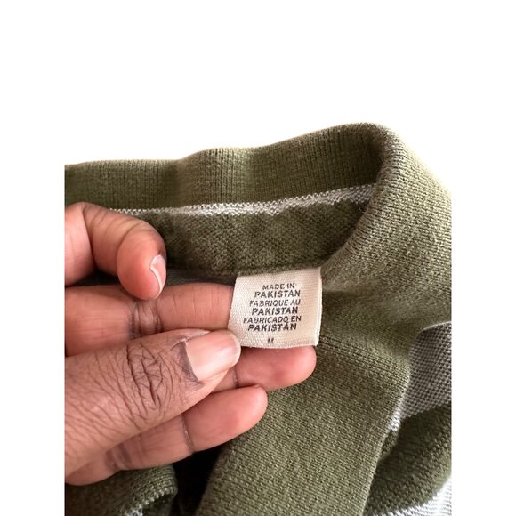Levis Green & Gray Striped Collared Polo Shirt Mens M Cotton Casual Base Layer - Picture 4 of 8